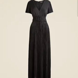 Pleated tie-waist dress in luster georgette